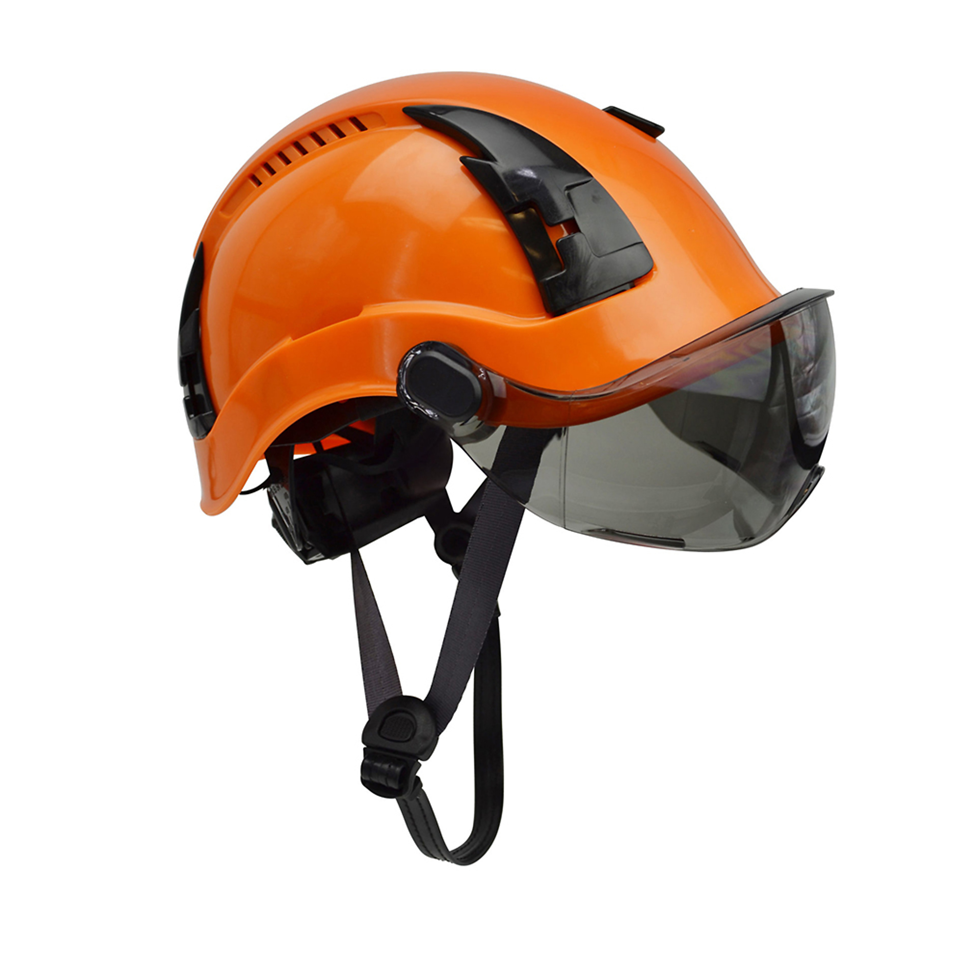 Malta Dynamics Apex Type 2 Safety Helmet with Tinted Visor — Vented, 6-Point Suspension, Adjustable Straps, Orange, Model# HTO2002